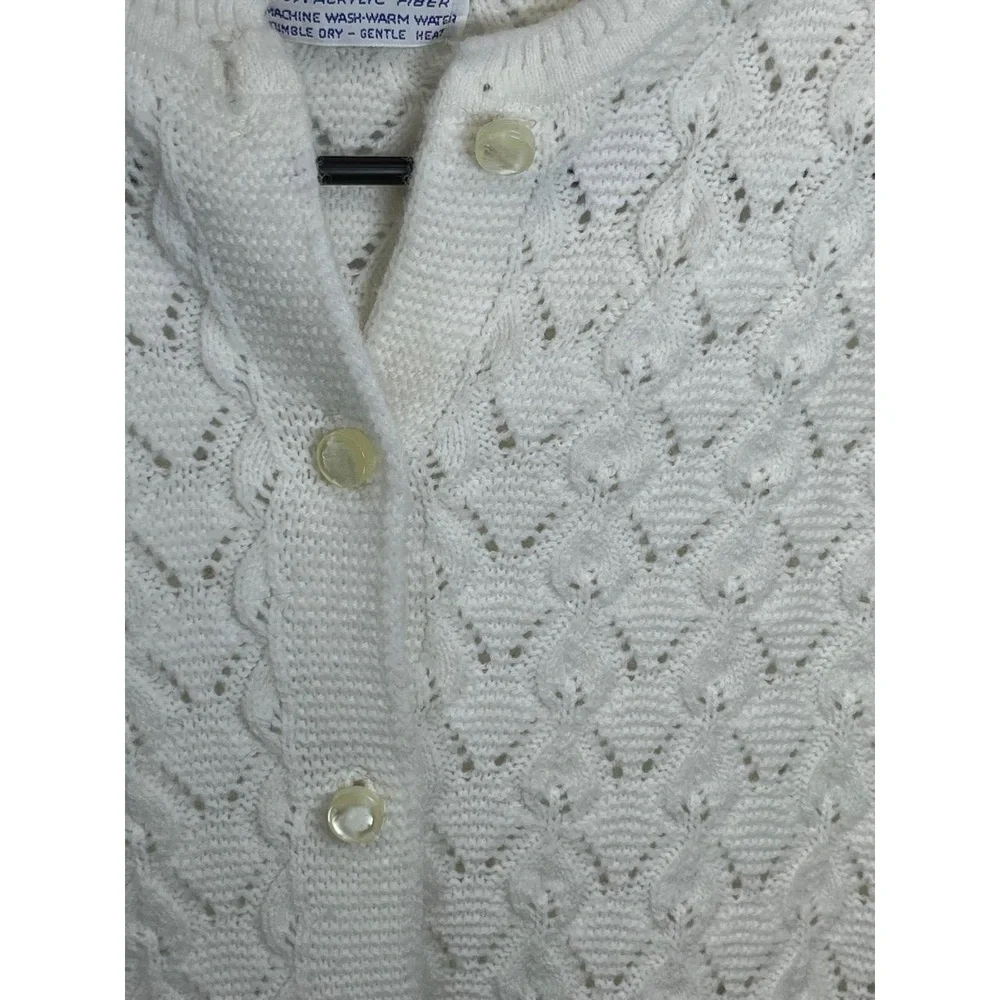 Vintage British Vogue Womens‎ Off White Cottagecore WINTUK Cardigan